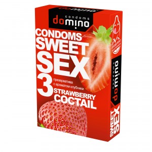 ЕК ПРЕЗЕРВАТИВЫ DOMINO SWEET SEX STRAWBERRY COCTAIL 3штуки (оральные)			