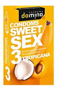 UJ Презервативы Domino Sweet Sex Tropicana ароматизированные (с аром.тропич.фруктов) гладкие 3 шт			