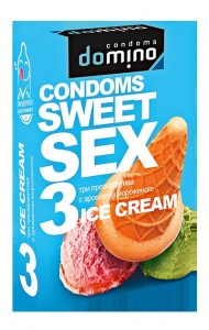 UJ Презервативы Domino Sweet Sex Ice cream ароматизированные (с аром.мороженного) гладкие 3 шт						