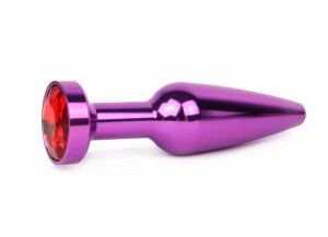 ЕК XVLT-02 Анальная пробка металл фиолетовая с розовым кристаллом